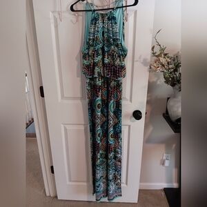Bisou Bisou Blue Multi-Colored Maxi With Gold Tone Chain Accent. 6